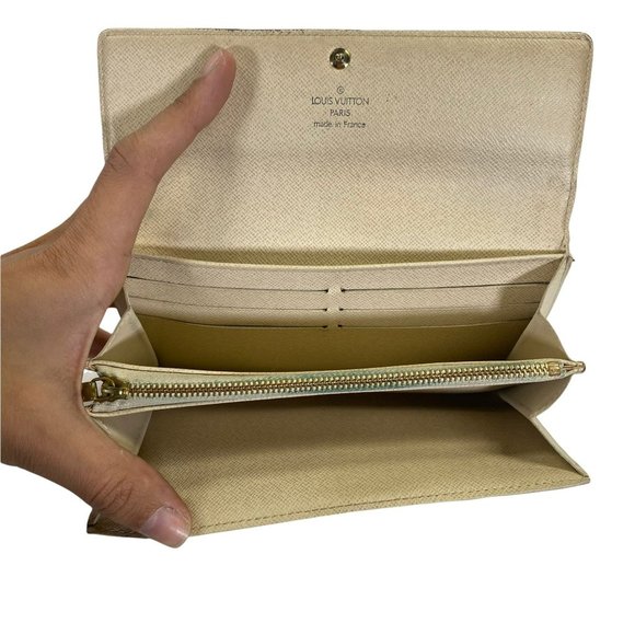 AUTHENTIC Louis Vuitton  WALLET LV Long Portefeuille Sarah White Damier Azul 183 - Picture 11 of 13